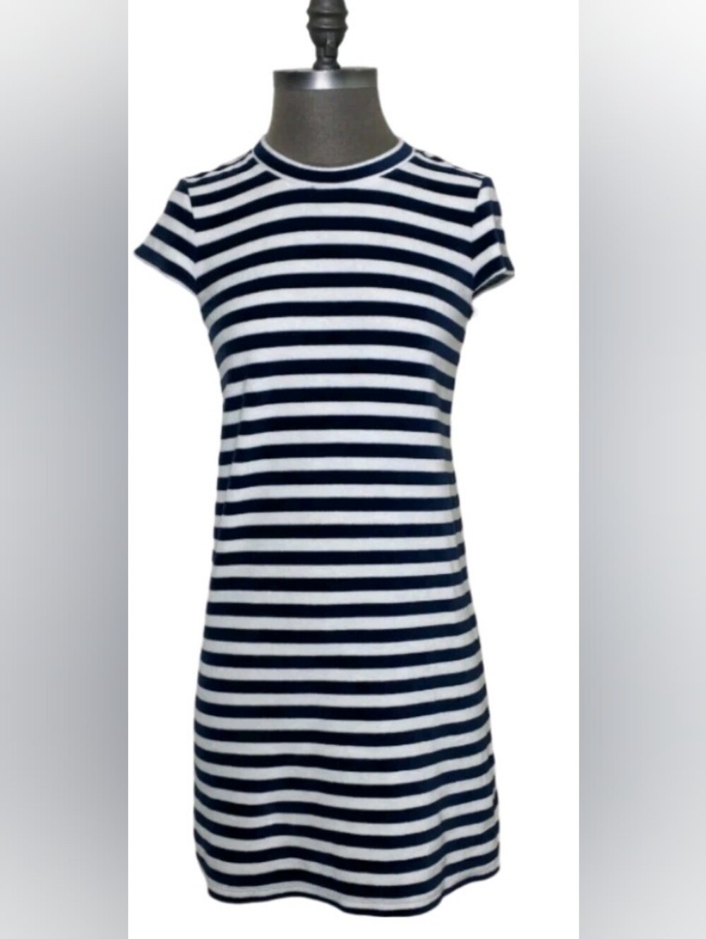 Madewell Navy and White Striped Velvet Nautical Mini Dress